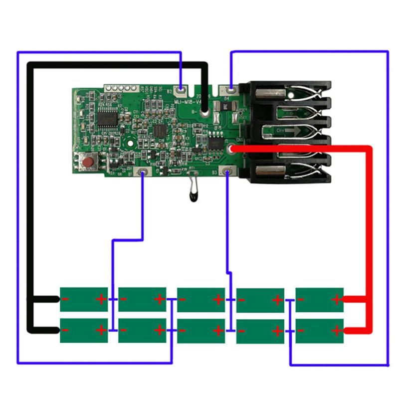 

AB34-18V Li- Акумуляторна Плата PCB Плата Зарядки PCB Плата Захисту від Перезаряду Для Milwaukee 18V Li- Електроінструментів Замінна Плата PCB