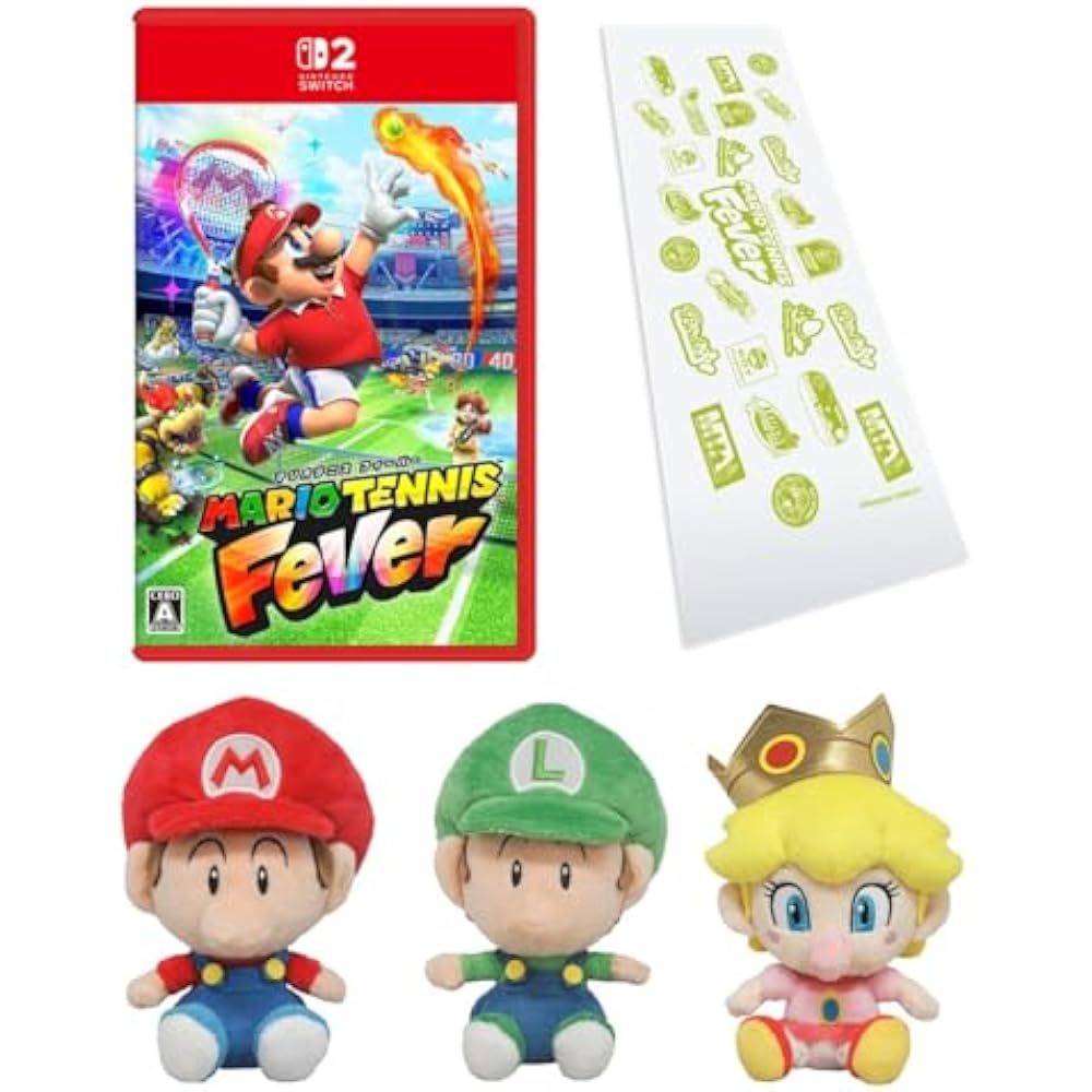 Mario Tennis Fever - Switch 2 + Baby Mario (S) Baby Luigi (S) Baby Peach (S) Plush Toy Set & [Ama...