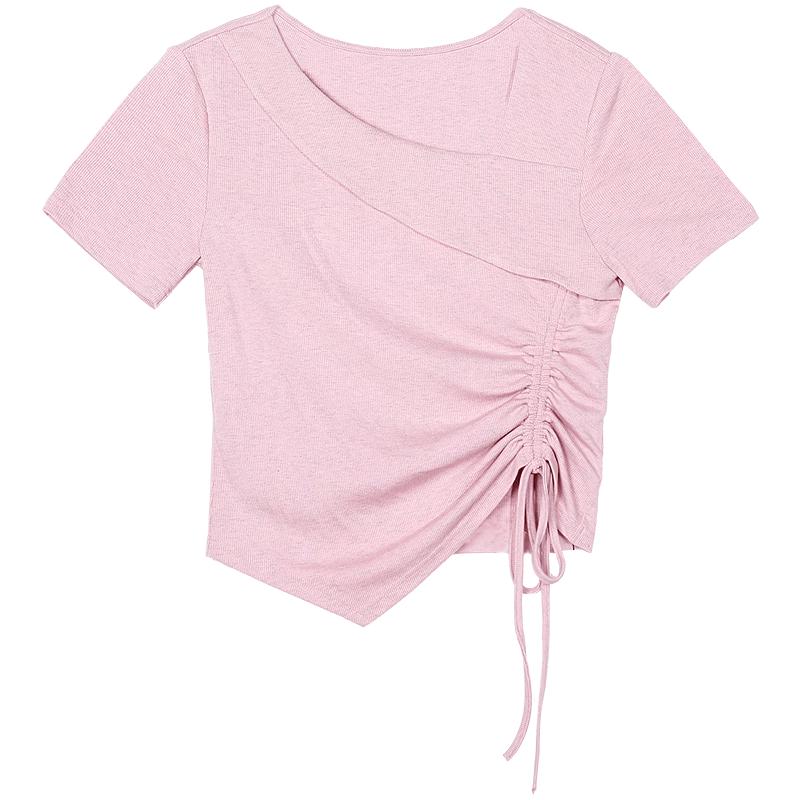 BETU Women s Drawstring Waist Short Sleeve T-Shirt S