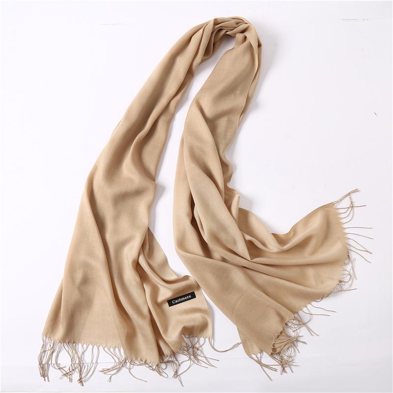 Women's Solid Color Faux Cashmere Scarf, Lightweight Shawl for Spring/Summer & Warm Autumn/Winter Malaysian Headscarf.