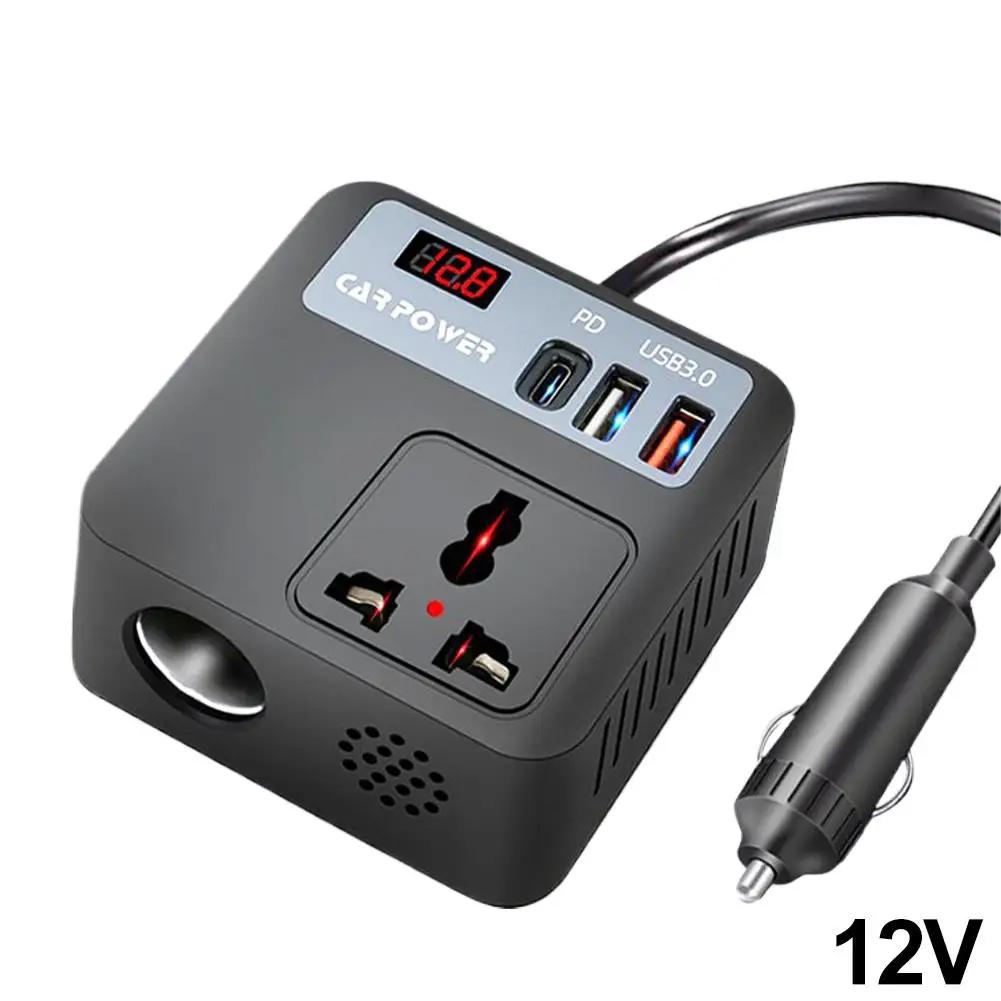 200W Car Power Inverter DC 12V/24V To AC 220V, Cube Socket with QC3.0 Fast USB Charger, for Car/Truck/Van Laptop Charging V6K7