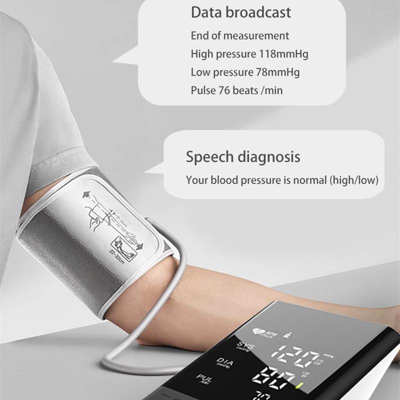 Automatisches Blutdruckmessgerät für den Oberarm, großer Bildschirm mit LED-Hintergrundbeleuchtung, automatisches digitales Blutdruckmessgerät, einstellbare Blutdruckmanschette, Tonometer