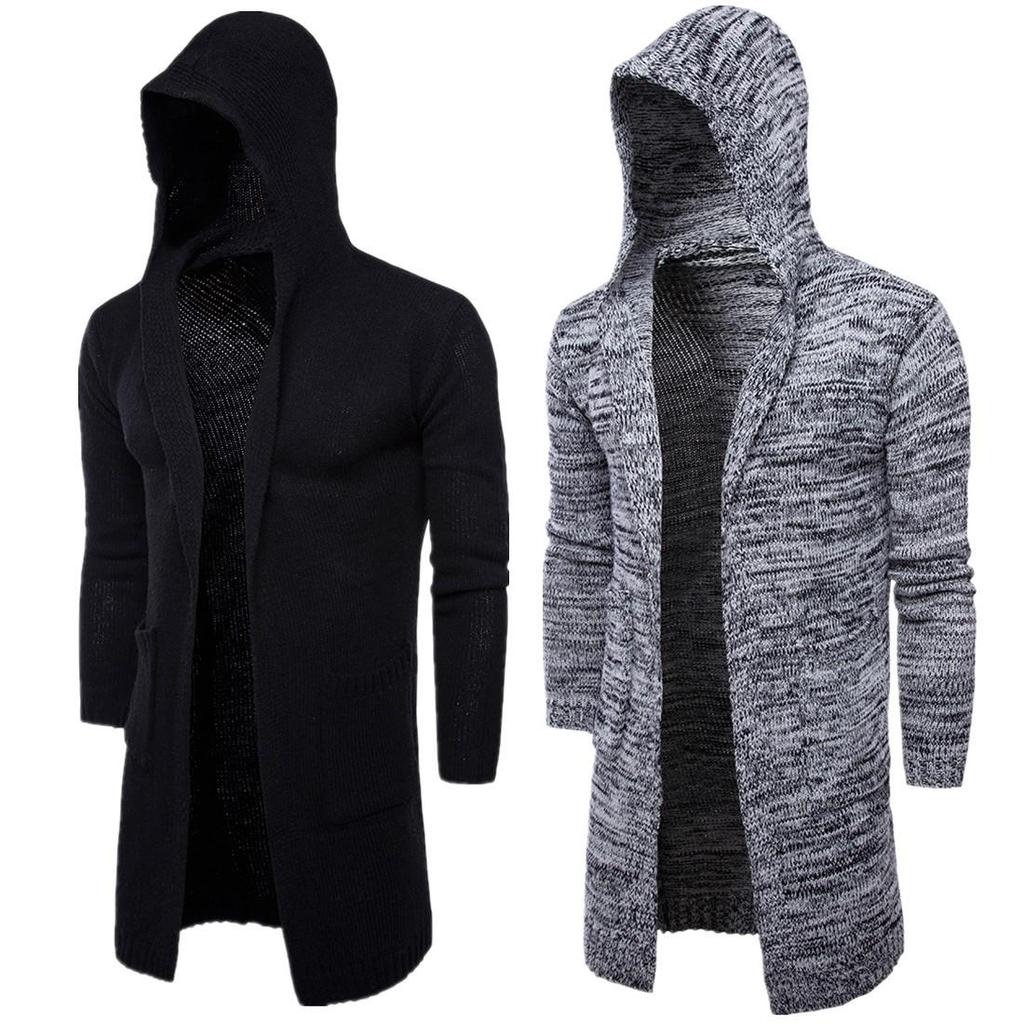 Men's Hooded Cardigan: Spring/Autumn Knit Sweater Jacket Y913
