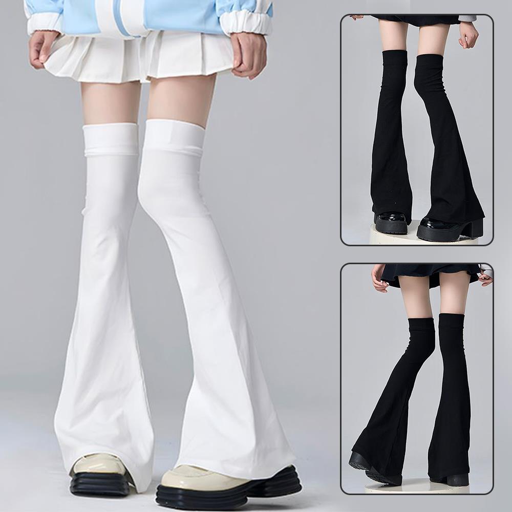 Black White Gothic High Sock Y2K Leg Stockings Lolita Over Knee Leg Warmer Horn Shaped Cuffs Sock For Girls Women Punk Socks