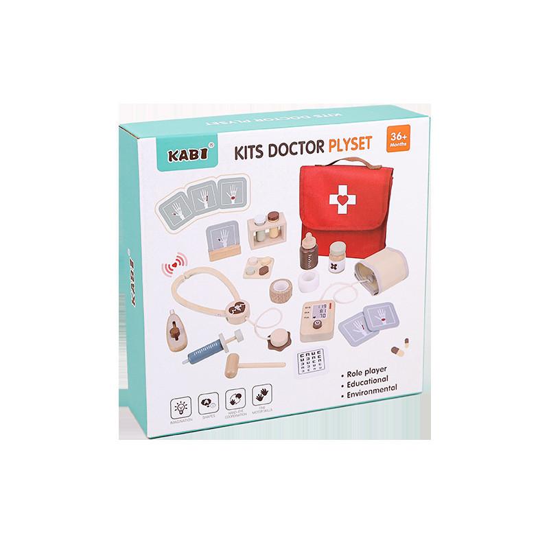 Childrens Wooden Medical Kit Toy For Imaginative Role Playing Learning