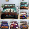 Happy Halloween King Queen Duvet Cover Orange Pumpkin Bedding Set Kids Teens Adults Bats Horror Festival Polyester Quilt Cover