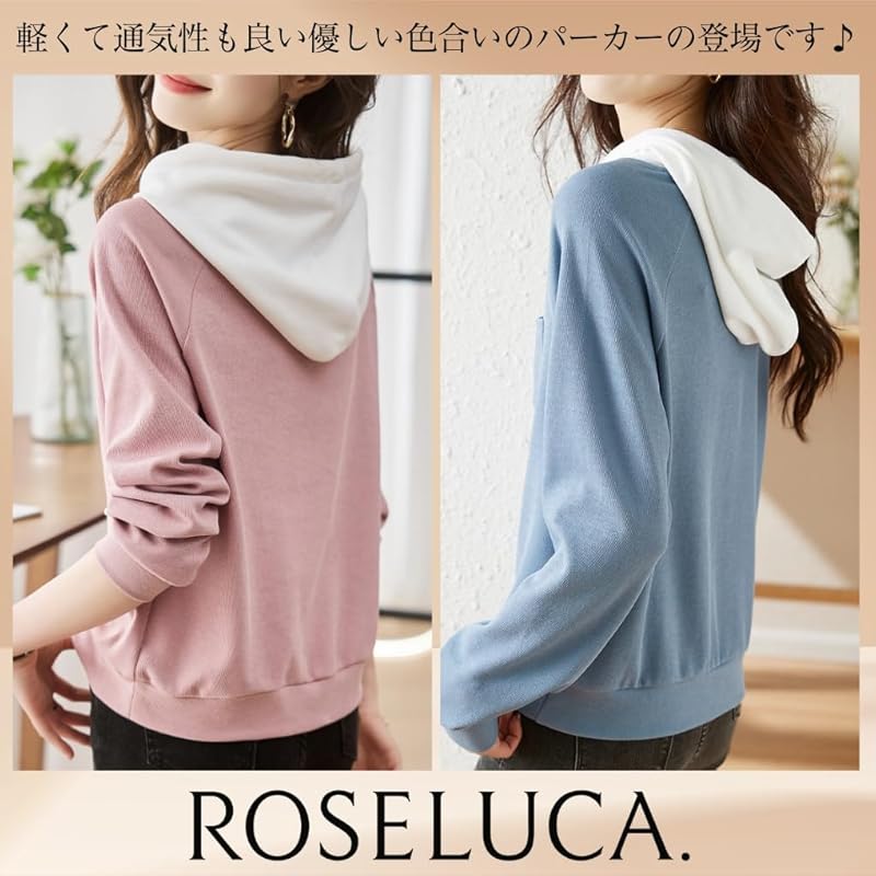 [ROSELUCA.] [Spring hoodie] cut and sew tops ladies long sleeve pastel colors Thin natural pullover Relaxing autumn switching commute sports