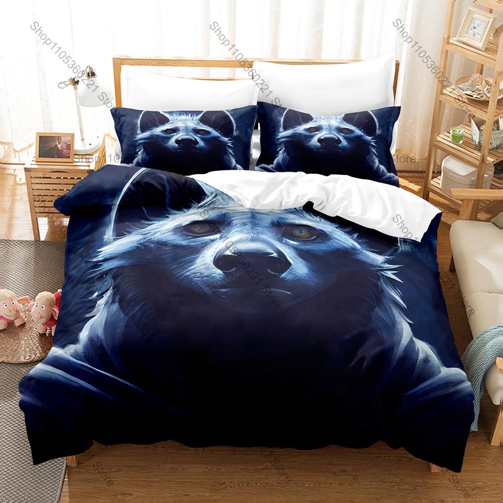 Wolf Majestic Howling Wild Forest Beast Vintage Wildlife Animal Art Bedding Set Duvet Cover + 2 Pillowcases Animal Fan Bedroom