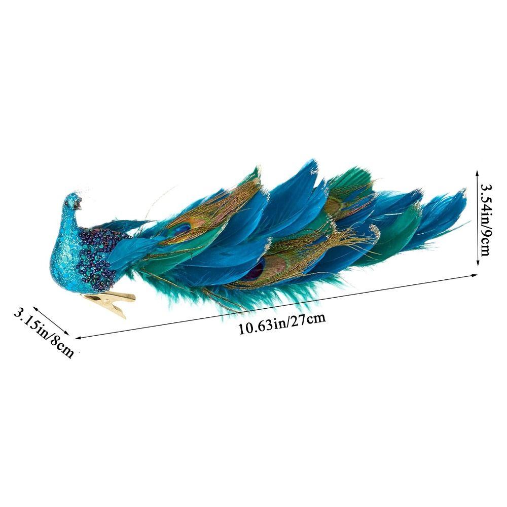 Natural Feather Three-dimensional Peacock Pendant Realistic Christmas Ornament  New Year