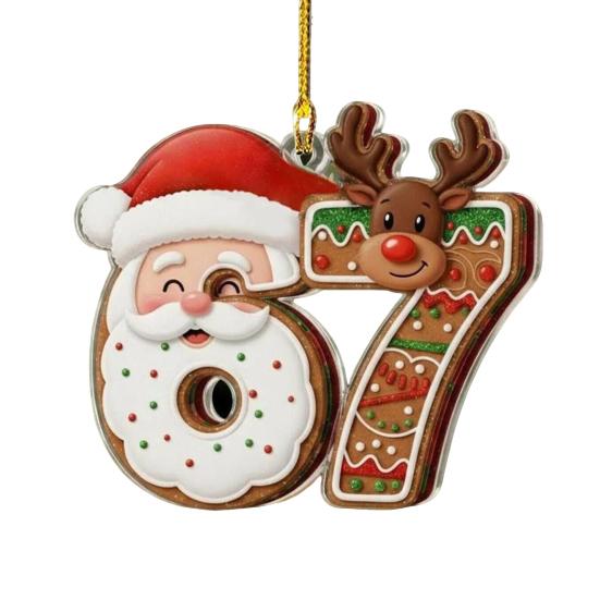 67 Funny Christmas Ornaments 2025 Handmade Santa Ornament Six Seven Meme Decoration Rearview Mirror Holiday Gift Decor