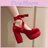 Mary Jane Platform Shoes With Cross Straps And Rubber Sole For Casual Daily Wear