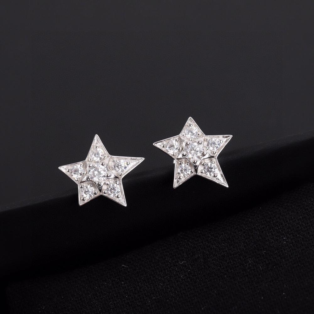 Musla Hot Pure 925 Sterling Silver Earrings Star Earrings Full Diamond Stud Earrings White Gold Pure 925 Meteor Star Earrings