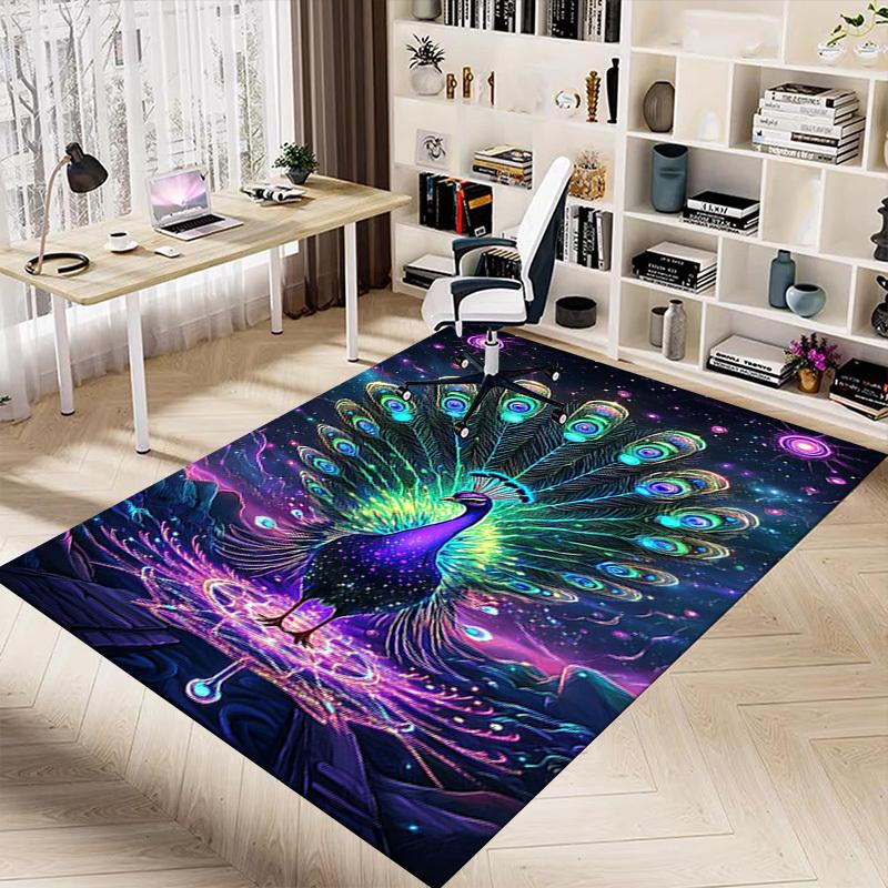 1PC peacock, cosmic Extra Large Non Slip Floor carpet, Office, family, bedroom, Studio   Large Area Rug Indoor Rugs, , Vibrant Colors