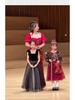 Girls' Black Mesh Formal Choir Dress - Elegant Autumn Performance Costume for Piano & Violin