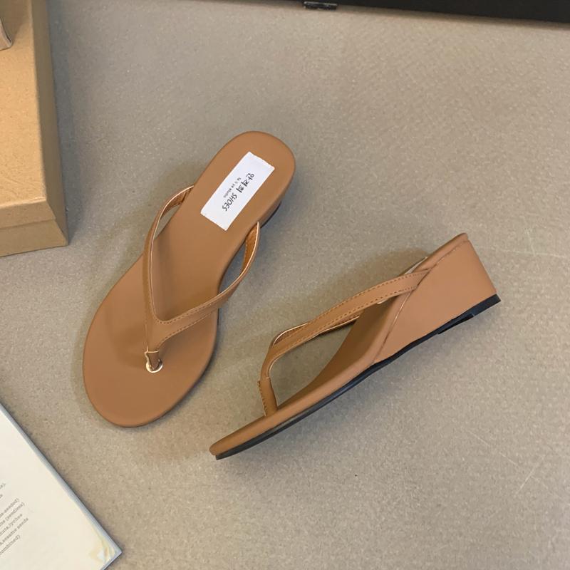 Fashion SUOJIALUN 2024 Summer New Women Slipper Fashion Low Weadge Heel Ladies Elegant Flip Flops Shoes Outdoor Casual Beach Slides Shoe