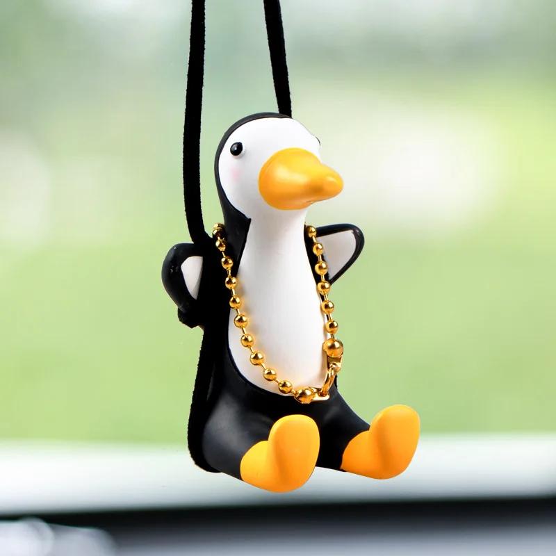 New Cute Duck Car Pendant Dangqiu Car Rearview Mirror Pendant Pendant Car Interior Accessories Women Perfume Handmade Duck