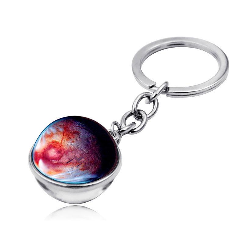 Elegant Zinc Alloy Universe Galaxy Planet Double-sided Glass Ball Keychain