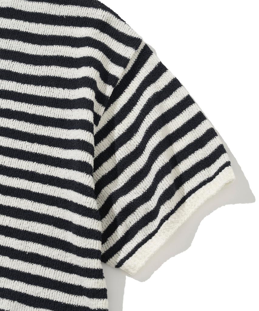 KNITTED Boucle Stripe Round Knit Ivory