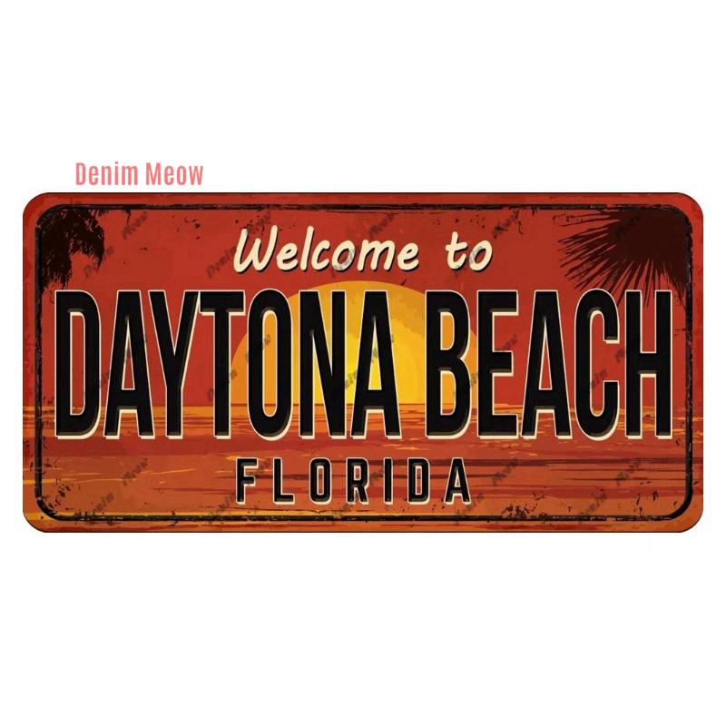 Vintage USA Metal Plates, Retro California 15x30cm Plaque, Florida Metal Tin Sign Poster, Bar, Garage, Gifts, Room Decor WY289