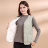 Women Winter Waistcoat V-Neck Collar Sleeveless Single Breasted Vest Coat with Pockets Solid Color Thickened Velvet Lining Vest Coat