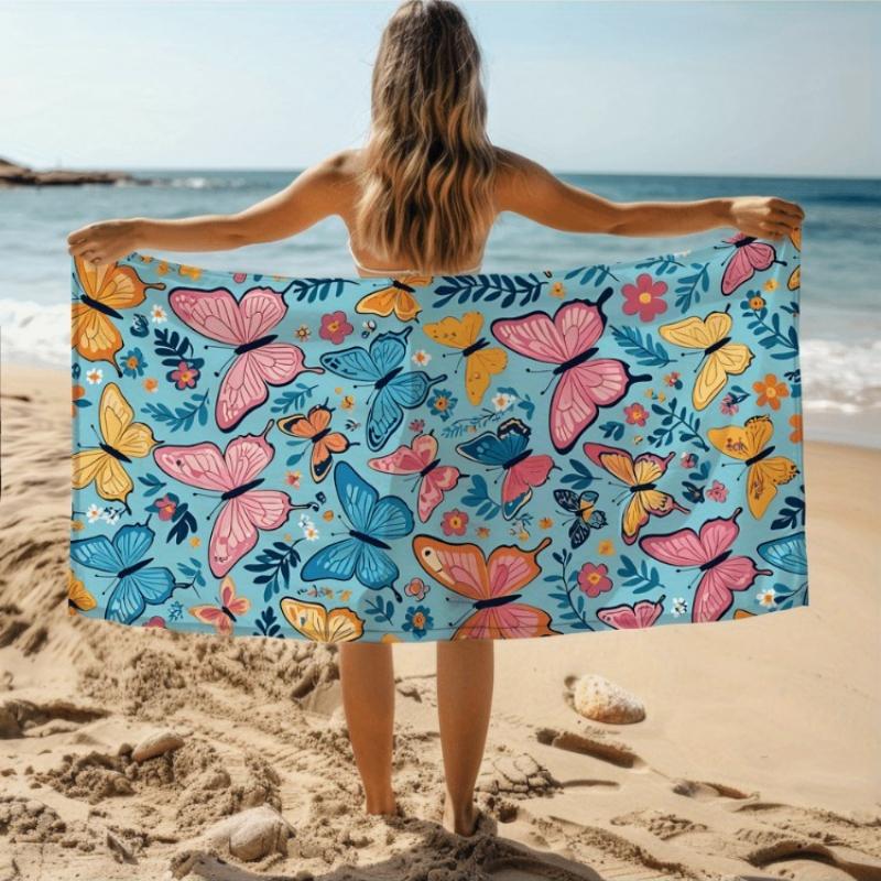 

1pc Single-Sided Printed Butterfly Pattern Beach Towel- Soft,Absorbent,Quick-Drying,Sand-Resistant Suitable for Swimming,Camping W30*H60(CM)
