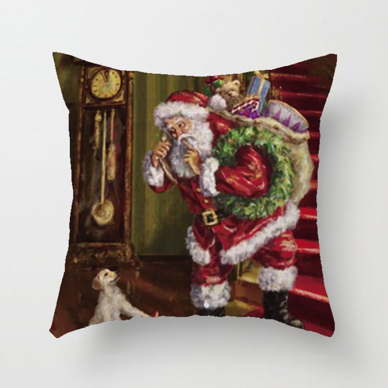 Christmas Cartoon Hand-Drawn Decorative Pillow Cover 45x45cm Living Room Car Holiday Home Decor