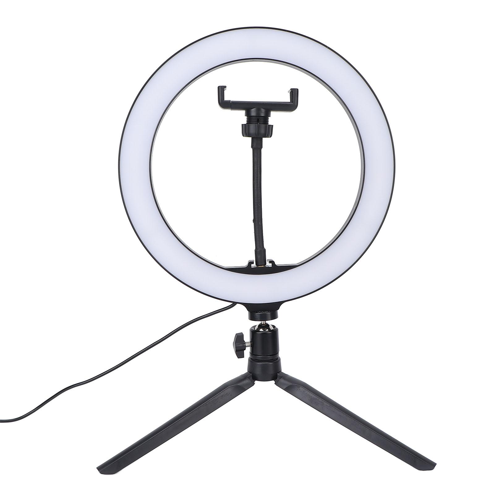 

10-дюймовый круглый заполняющий свет Яркая светодиодная лампа с регулировкой яркости для мобильного телефона с треногой для прямых трансляций