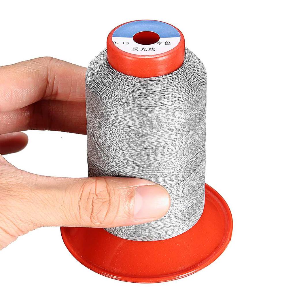 Filo da Cucito Altamente Riflettente 1000M Filato Tessuto Poliestere Fai da Te Cucito Lavoro a Maglia Cappello di Sicurezza Gilet da Lavoro Dia 0,5-0,15mm Grigio Argento