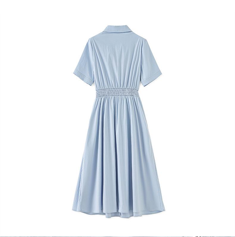 High-Waist Half Zip Casual Summer Shirt Dress