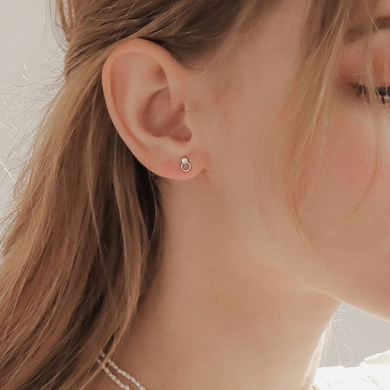 J.Lauren 14k Petit Donut Mini Cubic Gold Earring G0216