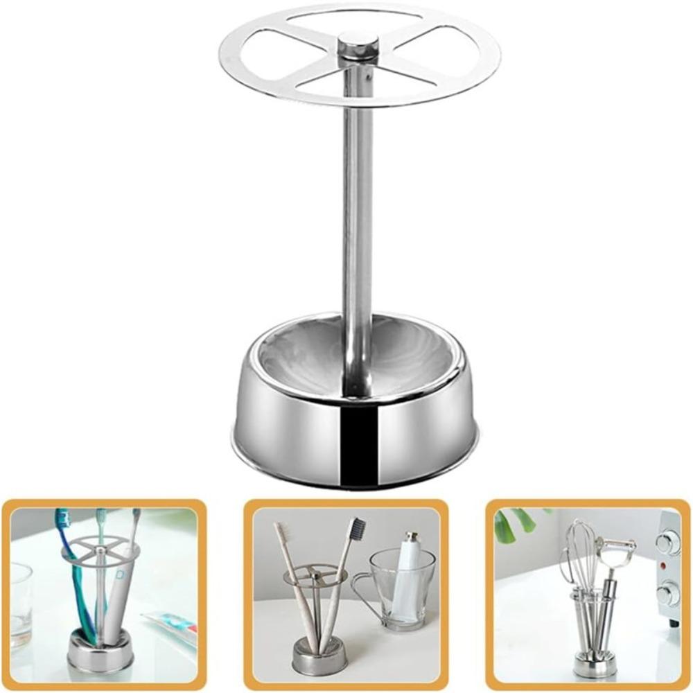 New Stainless Steel Toothbrush Holder Multipurpose Round Bathroom Organizer Multifunction Toothpaste Stand Shelves Kitchen