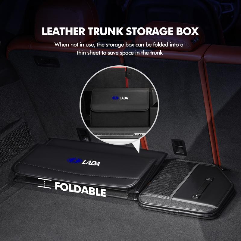 Leather Car Trunk Storage Box Foldable Space Saving Organizer For Lada Niva Vesta 4X4 Samara Kalina Largus Priora Granta WW18