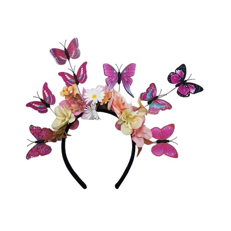 Adjustable 3D Butterfly Crowns Hairband with Bendable Wire For Special Occasion