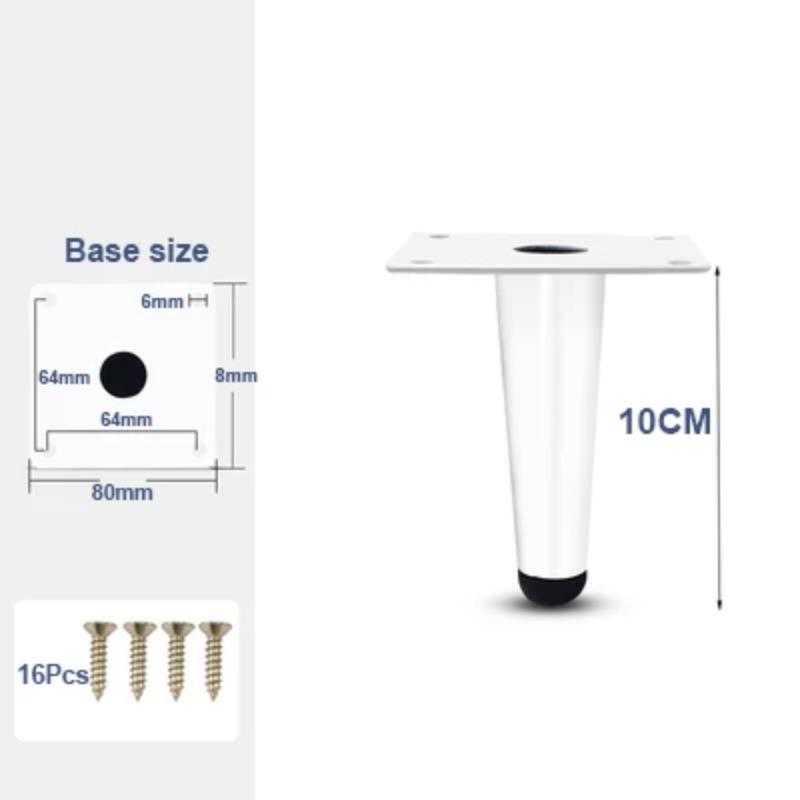 

4Pcs White Metal Sofa Legs Modern Furniture Support Feet Replacement for Couch Chair Ottoman Cabinet Table Straight cone 10CM8