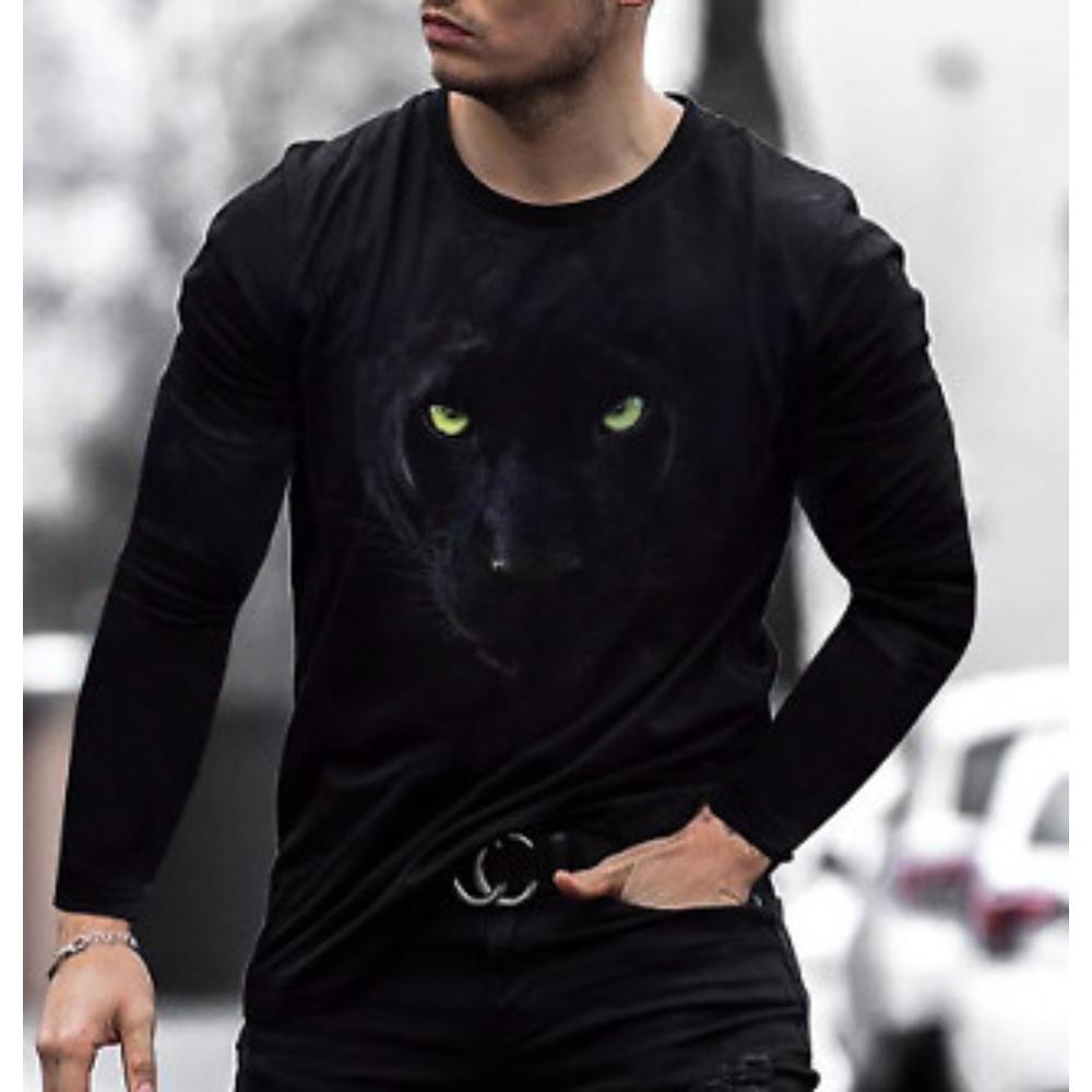 Men's 3D Printed Long Sleeve Casual Fashion Crew Neck T-Shirt Sports Daily Comfort Light Breathable Quick Drying Top