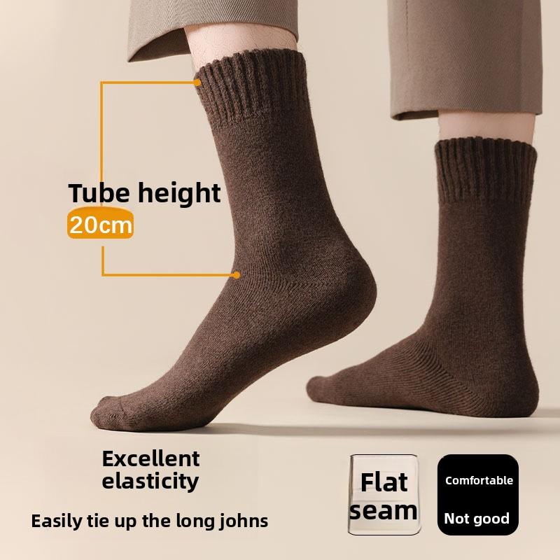 Wool Socks - Men's and Women's Autumn/Winter Warmth-Adding Men's Mid-Calf Socks with Filling and Thickening. Wool Long Socks