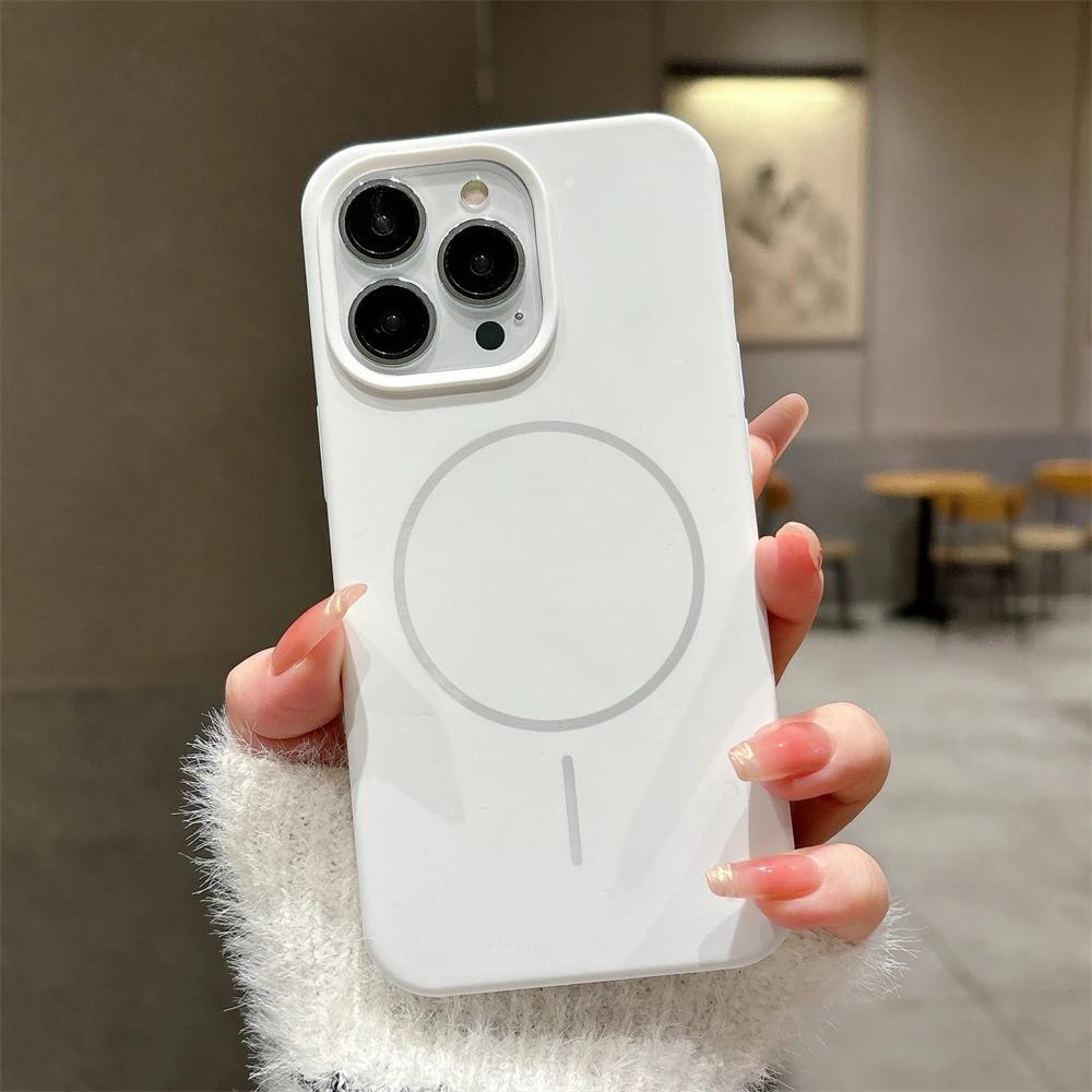 Luxury Skin Feel For Magsafe Phone Case For 17 16 Pro Max 15 14 13 12 Plus Wireless Charger Funda Silicone Cover