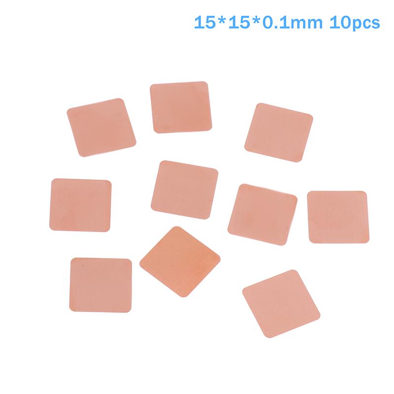 10Pcs 0.1/0.3/0.4/0.6Mm Thickness Laptop Copper Sheet Plate Strip Shim Thermal Pad Heatsink Sheet For Gpu Cpu Chip Ram Cooling