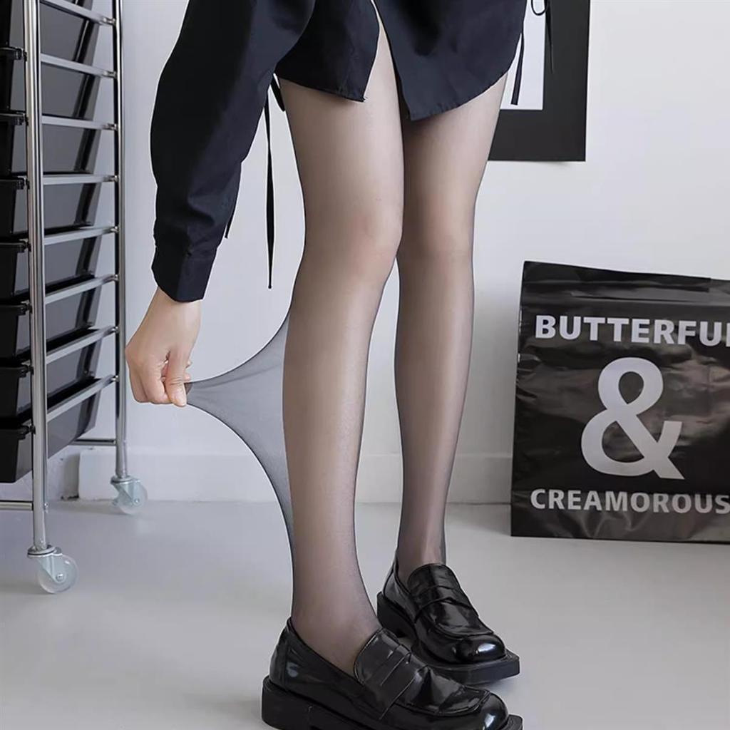 Black Transparent Anti-Snag Stockings: Sexy, Thin, Bare-Leg Look for Women