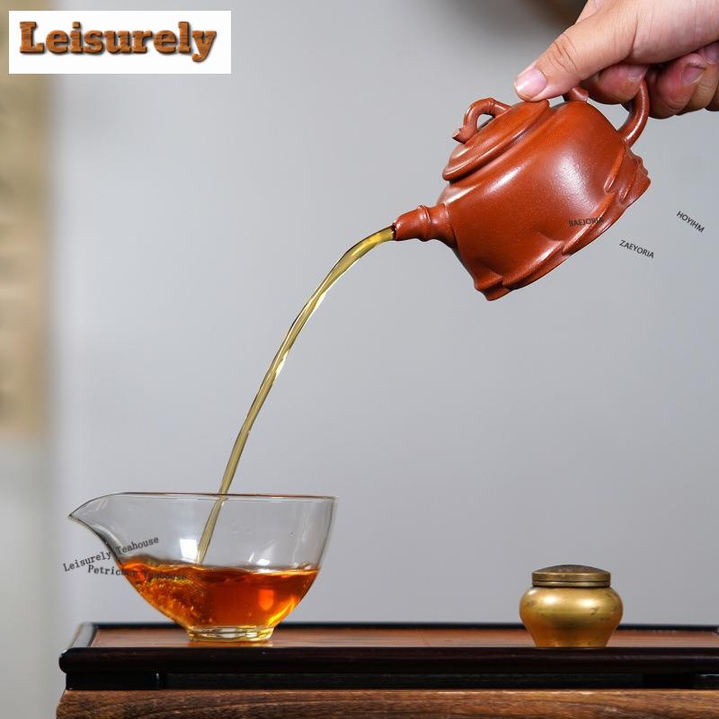111ml Elegant Yixing Purple Clay Teapots Handmade Oblique Bamboo Pot Raw Ore Downhill Mud Kettle Chinese Zisha Teaset Accessorie