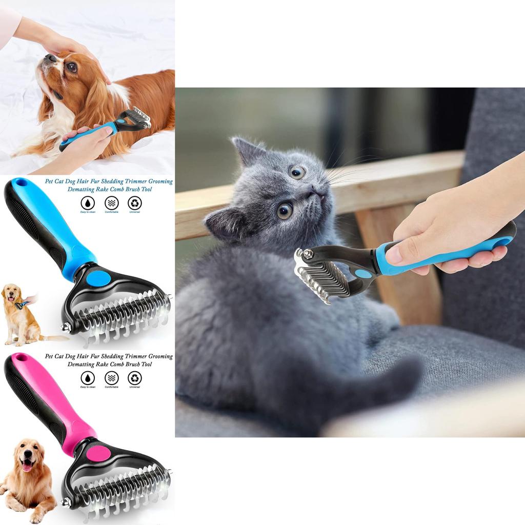 Ergonomic Pet Hair Remover Comb With No-scratch Rounded Outside Teeth For Safe Grooming