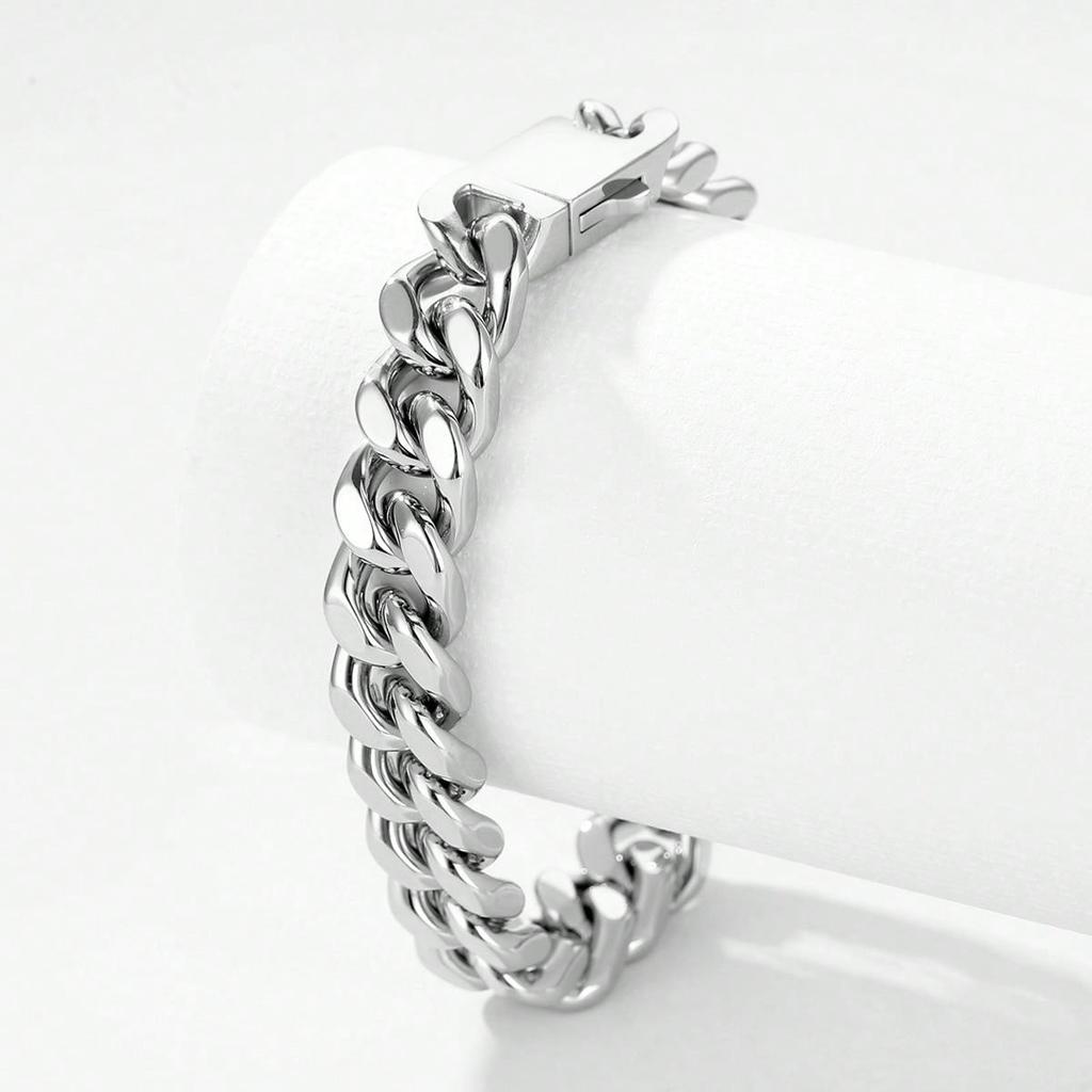 Thick Durable Stylish Stainless Steel Hip-hop Miami Cuban Chain Bracelet PVD18k Gold Men Women Waterproof Cuban Chain
