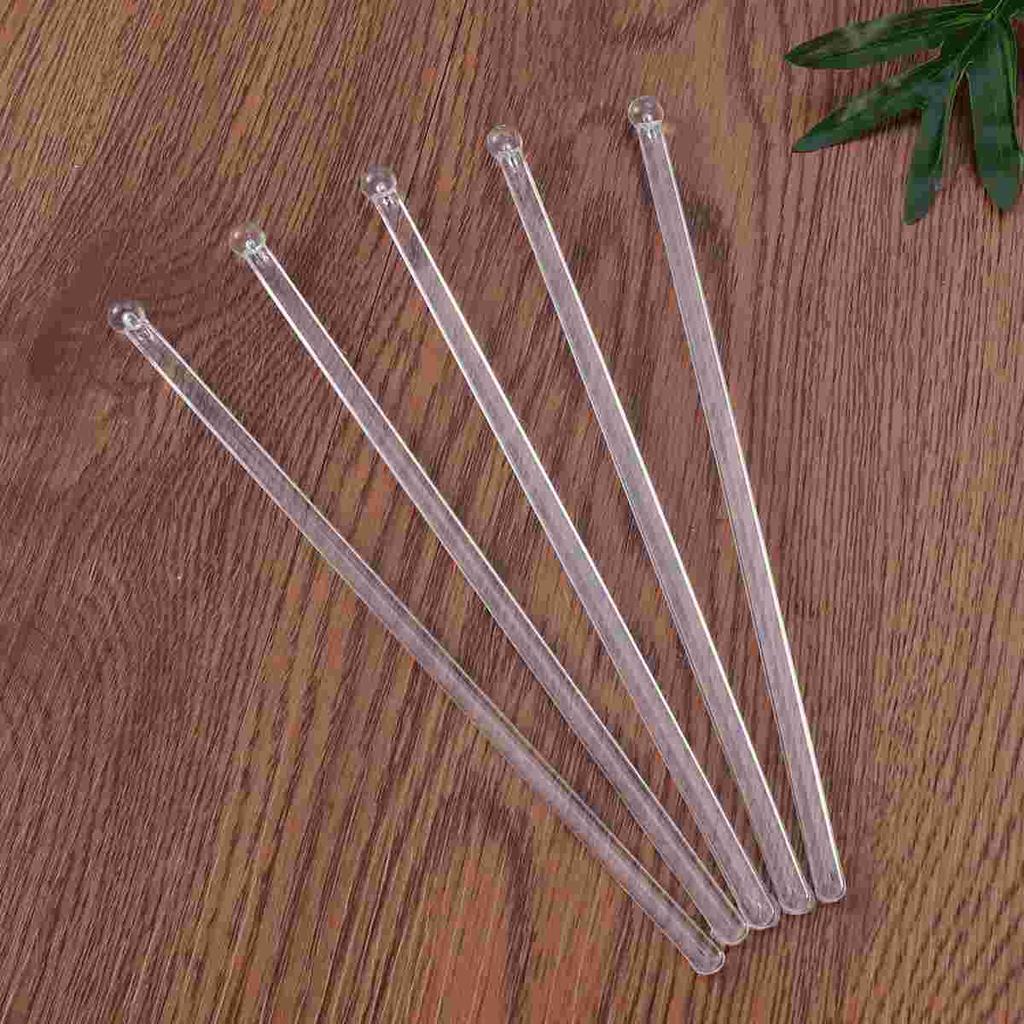 100Pcs Transparent Cocktail Drink Bar Muddler Round Head Plastic Stirring Mixing Sticks Ladle Stirrer Swizzle Stick