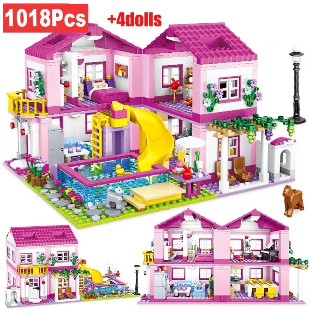 City Summer Holiday Villa Princess Castle Building Blocks Swimming Pool Diy Toy For Kids Friends Girls Birthday Gift