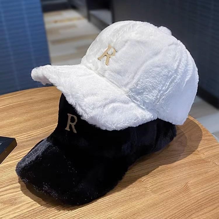 Fleece V Teplé Zimní Baseballová Čepice Imitace Králičí Kožešiny Nová Baseballová Čepice s Širokým Kšiltem Plyšová Čepice Nastavitelná Módní a Všestranná