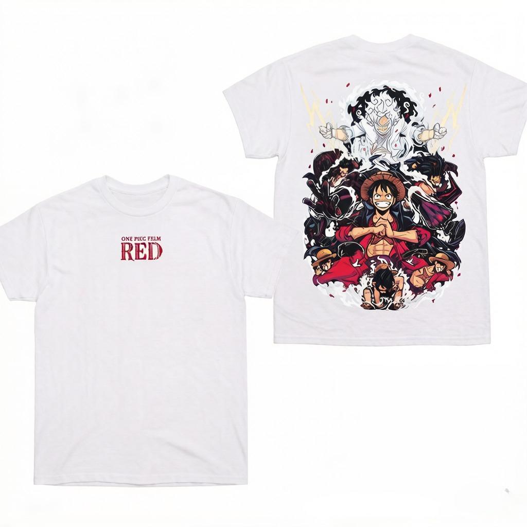 One Piece Luffy Graphic Printed T-shirt Anime Cotton Comfortable Parent-child Clothing