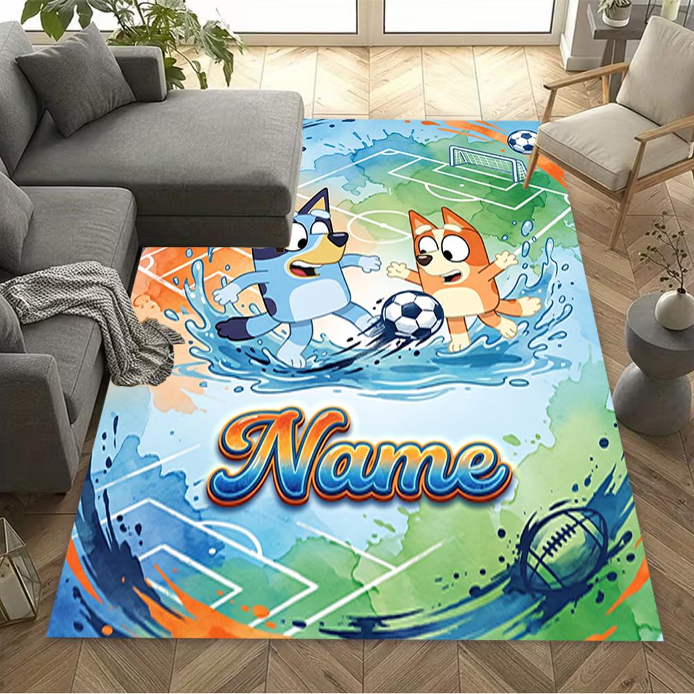 Winter Soccer Fun Personalized Name Floor Rug Office Rug Suitable for Study room Hallway Dining Room Living Rooms Anti-slip Rug Decorate Offices