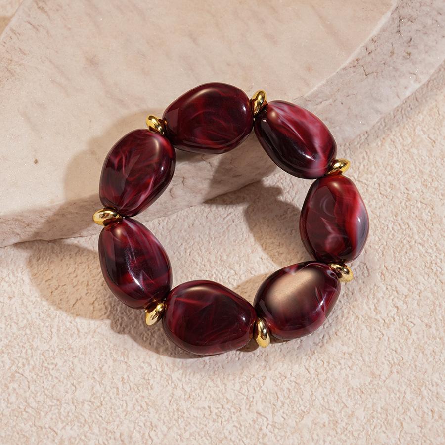 Acrylic Irregular Square Round Beaded Bracelets for Women Multicolor Bohemia Geometric Handmade Bangles Couple Jewelry Travel C