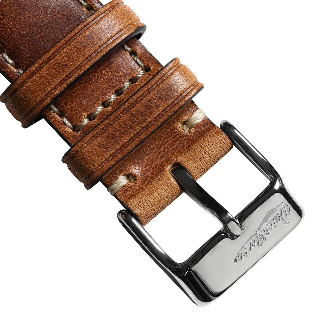 WatchGecko Vintage Highly Italian Leather Watch Strap - Light Brown - 19mm