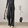 Handu Yishe Relaxed Plaid Wide-Leg Casual Pants with Detachable Belt